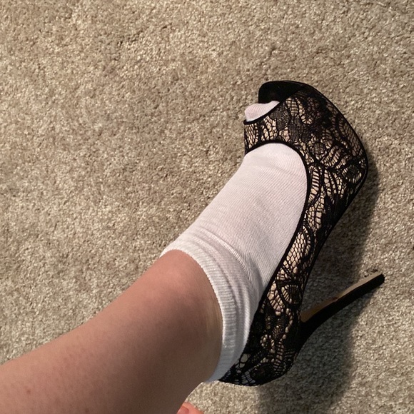 Bebe black lace heels. Size 8. Worn twice. - Picture 6 of 7